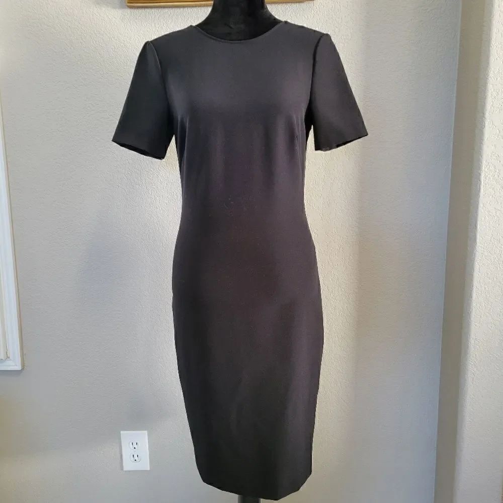 Zara black cross strap back classic dress knee length Sz S